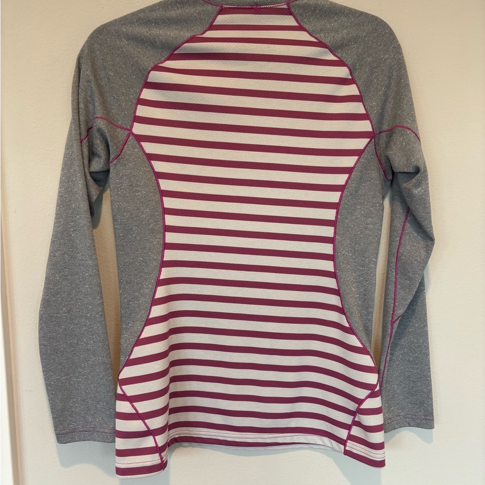 Patagonia Gray and Pink Capilene Midweight Striped Long Sleeve Tee 184 - Picture 2 of 4